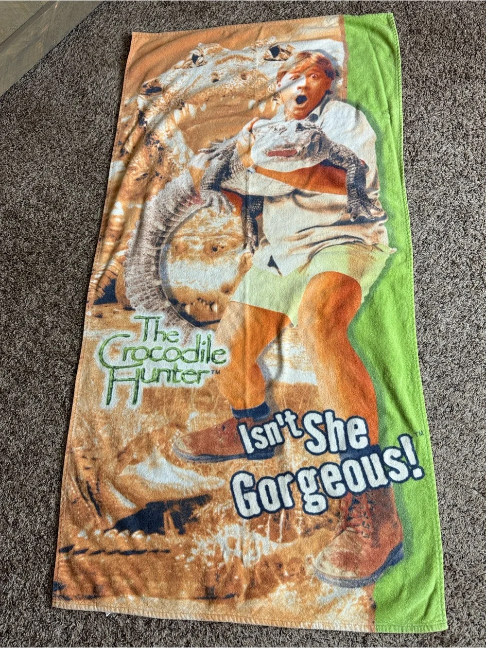 Vintage Crocodile Hunter Steve Irwin Isn’t She Gorgeous beach towel 100% cotton